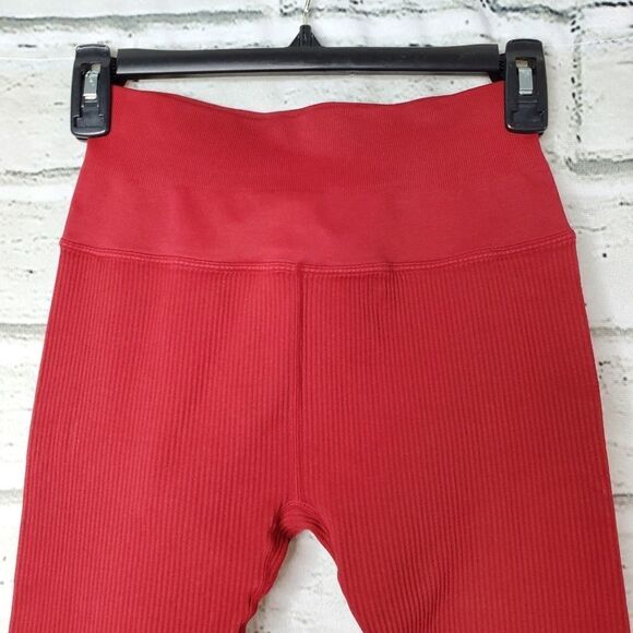 Spiritual Gangster Metta Ribbed Leggings Red XS Small Nylon Spandex - Picture 10 of 12